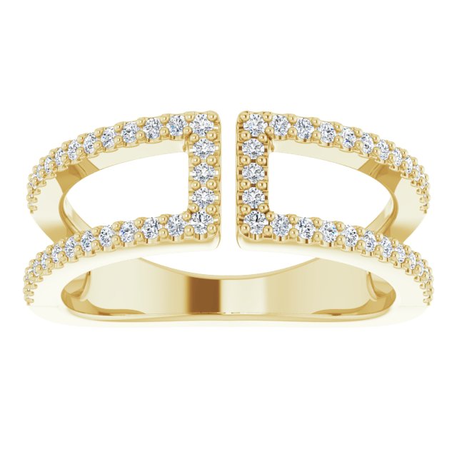 14K Gold Round Natural Diamond Negative Space Ring IV - Yellow Gold - view 3