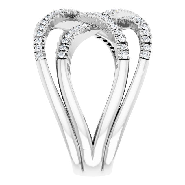 14K Gold Round Natural Diamond Criss-Cross Ring VIII - view 4