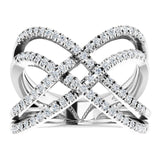 14K Gold Round Natural Diamond Criss-Cross Ring VIII - view 3
