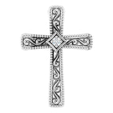 14K Gold Round Natural Diamond Milgrain Cross Pendant – 0.01 CTW