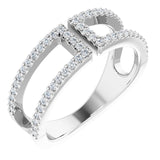 14K Gold Round Natural Diamond Negative Space Ring IV - White Gold
