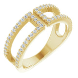 14K Gold Round Natural Diamond Negative Space Ring IV - Yellow Gold