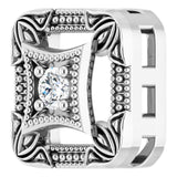 14K Gold Round Natural Diamond Vintage-Inspired Slide Pendant - White Gold - view 2