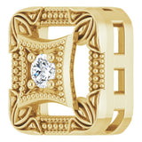 14K Gold Round Natural Diamond Vintage-Inspired Slide Pendant - Yellow Gold - view 2