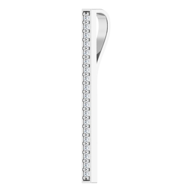 14K Gold Round Natural Diamond Vertical Bar Pendant - White Gold - view 2
