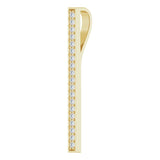 14K Gold Round Natural Diamond Vertical Bar Pendant - Yellow Gold - view 2