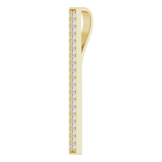 14K Gold Round Natural Diamond Vertical Bar Pendant - Yellow Gold - view 2