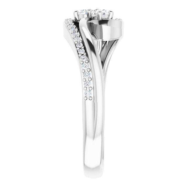 14K Gold Round Natural Diamond Two-Stone Ring – 2.4mm Stones - view 4