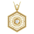 14K Gold Round Natural Diamond Filigree Pendant - Yellow Gold