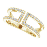 14K Gold Round Natural Diamond Negative Space Ring IV - Yellow Gold - view 5