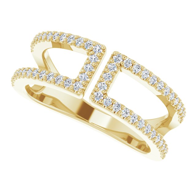 14K Gold Round Natural Diamond Negative Space Ring IV - Yellow Gold - view 5