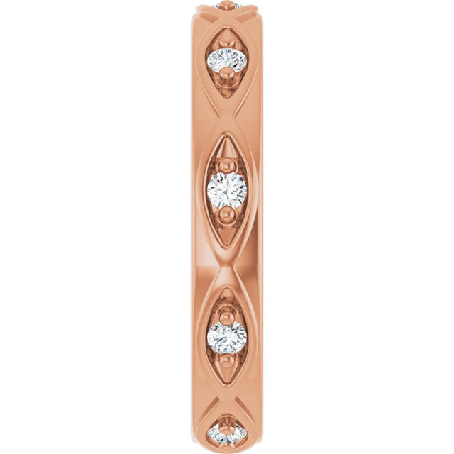 14K Gold Round Natural Diamond Eternity Band – 1/5 CTW - Rose Gold - view 4