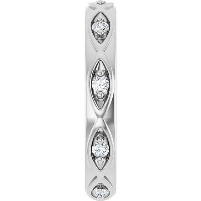 14K Gold Round Natural Diamond Eternity Band – 1/5 CTW - White Gold - view 4