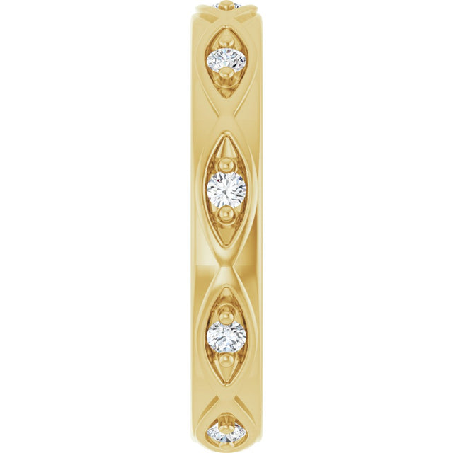 14K Gold Round Natural Diamond Eternity Band – 1/5 CTW - Yellow Gold - view 4