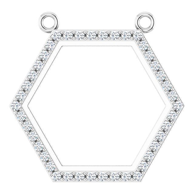Platinum Round Lab-Grown Diamond Engravable Hexagon Necklace