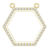 14K Gold Round Lab-Grown Diamond Engravable Hexagon Necklace - Yellow Gold