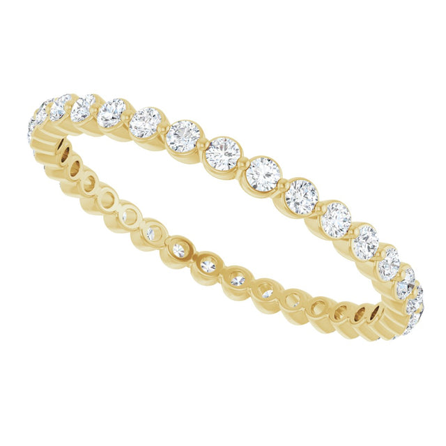 14K Gold Round Lab-Grown Diamond Eternity Band - Yellow Gold - view 5
