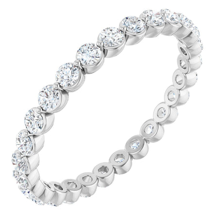 14K Gold Round Lab-Grown Diamond Eternity Band - White Gold