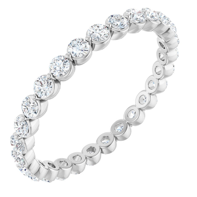 14K Gold Round Lab-Grown Diamond Eternity Band - White Gold
