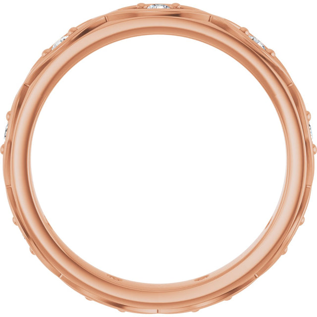 14K Gold Round Natural Diamond Eternity Band – 1/5 CTW - Rose Gold - view 2