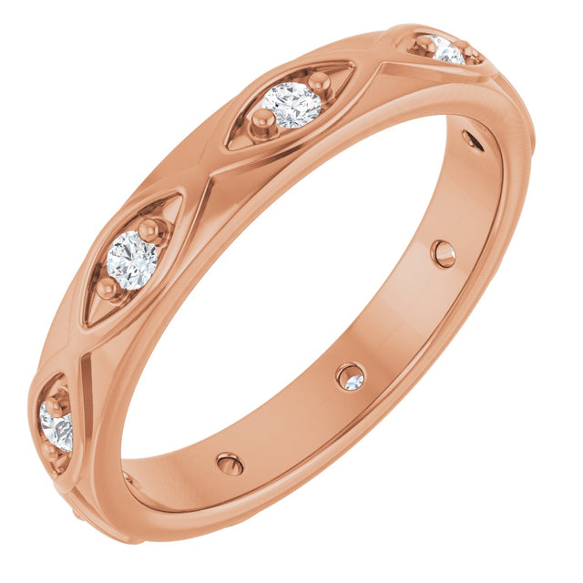 14K Gold Round Natural Diamond Eternity Band – 1/5 CTW - Rose Gold