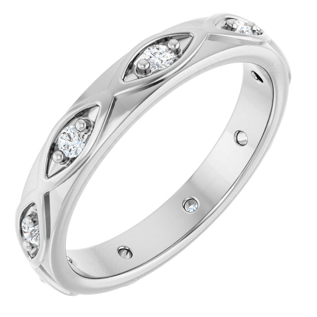 14K Gold Round Natural Diamond Eternity Band – 1/5 CTW - White Gold