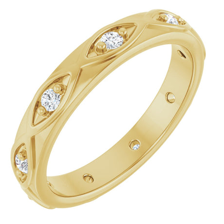 14K Gold Round Natural Diamond Eternity Band – 1/5 CTW - Yellow Gold