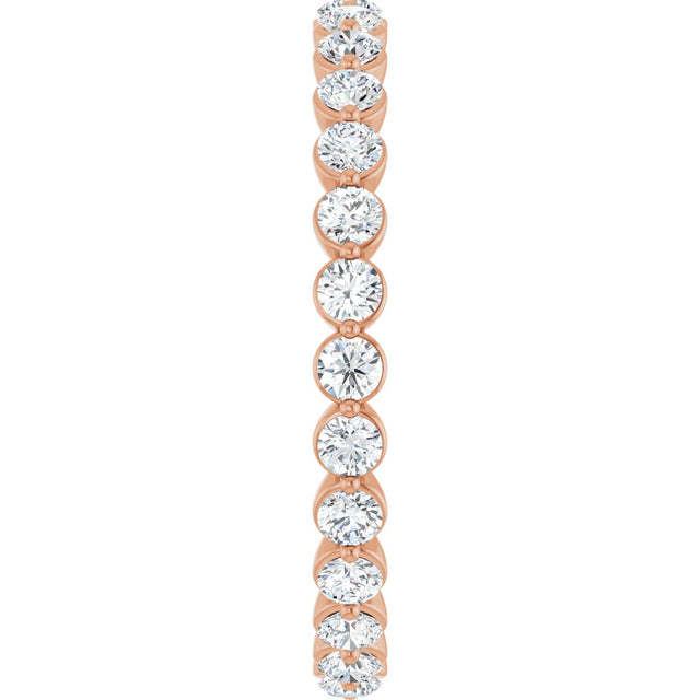 14K Gold Round Lab-Grown Diamond Eternity Band - Rose Gold - view 4