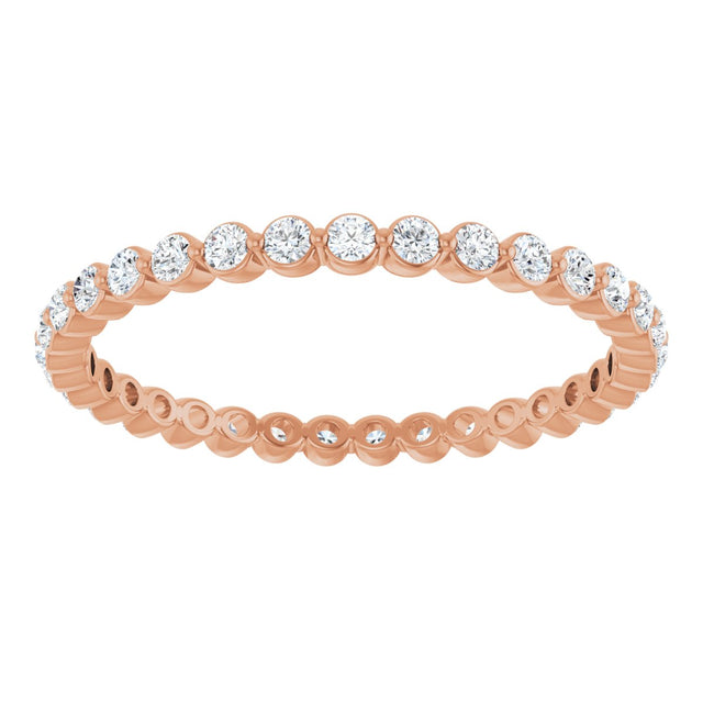 14K Gold Round Natural Diamond Eternity Band - Rose Gold - view 3