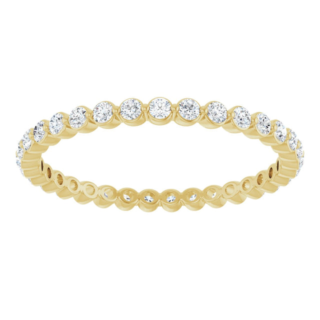 14K Gold Round Lab-Grown Diamond Eternity Band - Yellow Gold - view 3