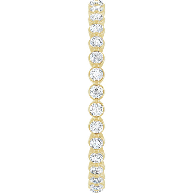14K Gold Round Lab-Grown Diamond Eternity Band - Yellow Gold - view 4