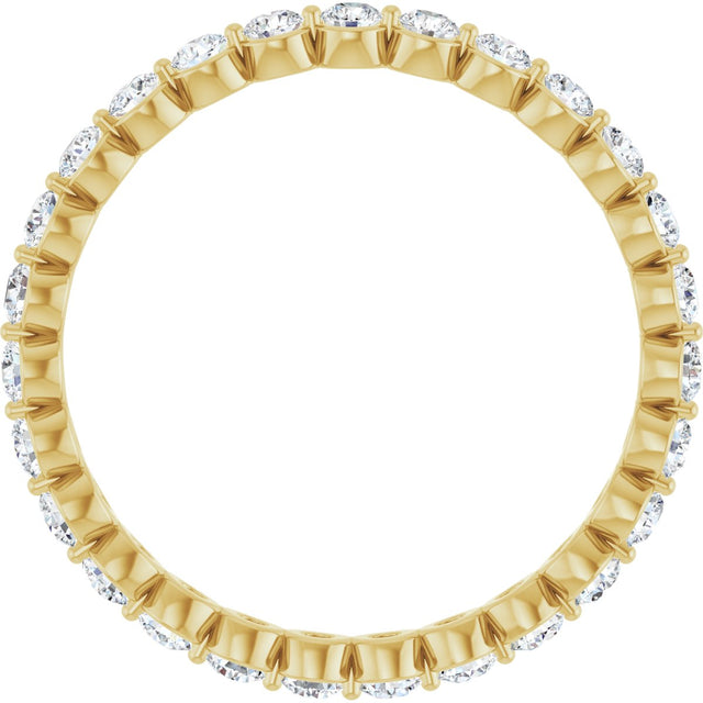 14K Gold Round Natural Diamond Eternity Band - Yellow Gold - view 2