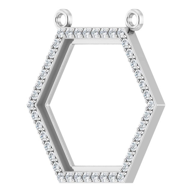 Platinum Round Lab-Grown Diamond Engravable Hexagon Necklace - view 2