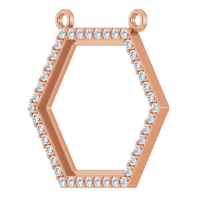14K Gold Round Lab-Grown Diamond Engravable Hexagon Necklace - Rose Gold - view 2