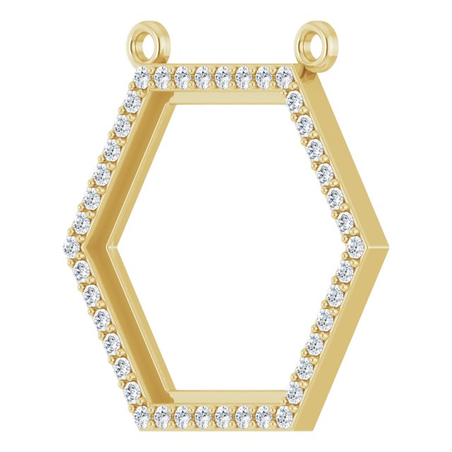 14K Gold Round Lab-Grown Diamond Engravable Hexagon Necklace - Yellow Gold - view 2
