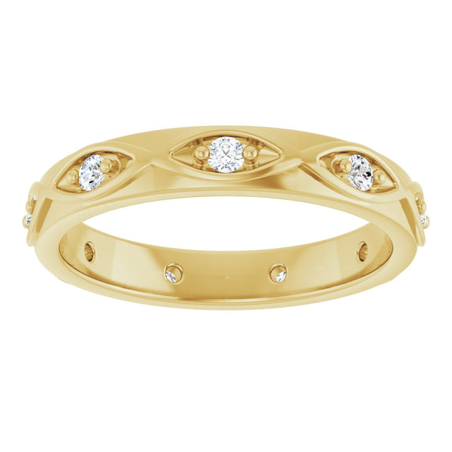 14K Gold Round Natural Diamond Eternity Band – 1/5 CTW - Yellow Gold - view 3
