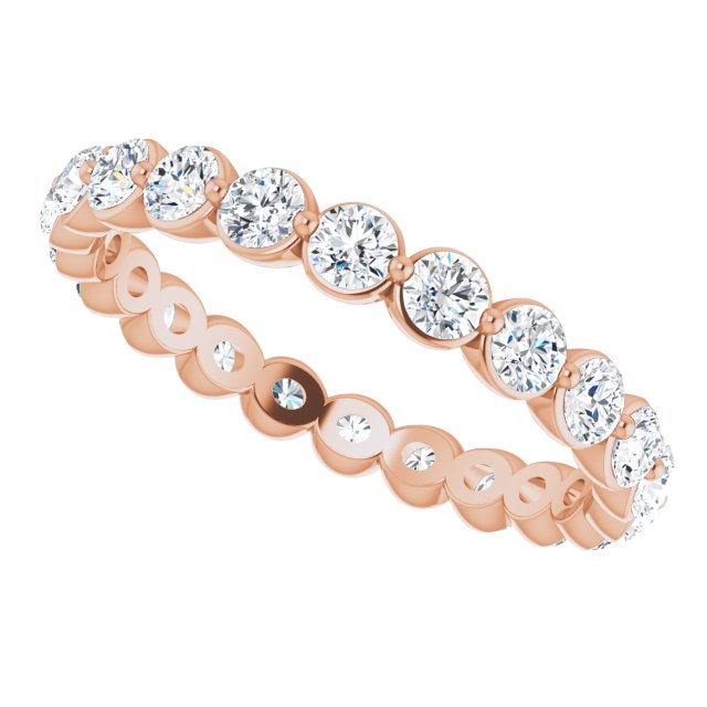 14K Gold Round Natural Diamond Eternity Band - Rose Gold - view 5