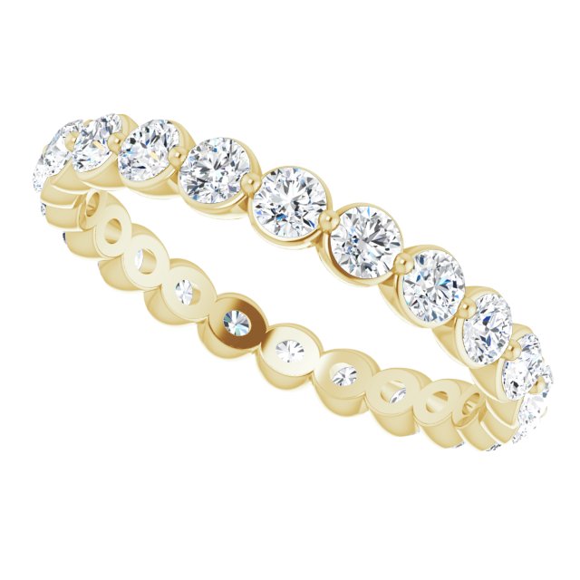 14K Gold Round Natural Diamond Eternity Band - Yellow Gold - view 5