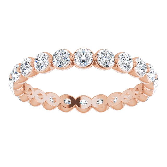 14K Gold Round Natural Diamond Eternity Band - Rose Gold - view 3