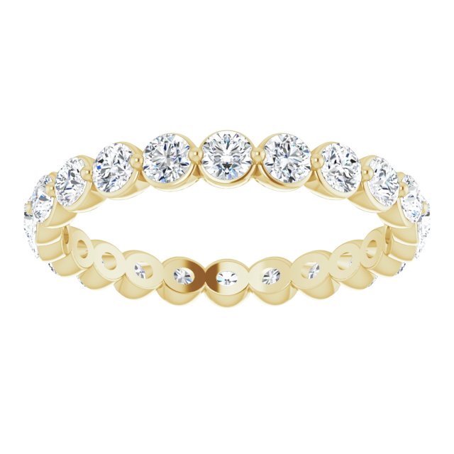 14K Gold Round Natural Diamond Eternity Band - Yellow Gold - view 3