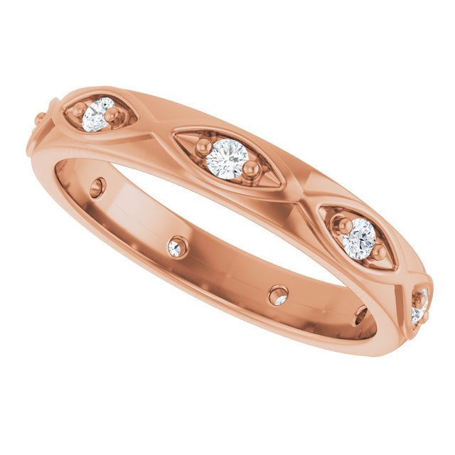 14K Gold Round Natural Diamond Eternity Band – 1/5 CTW - Rose Gold - view 5