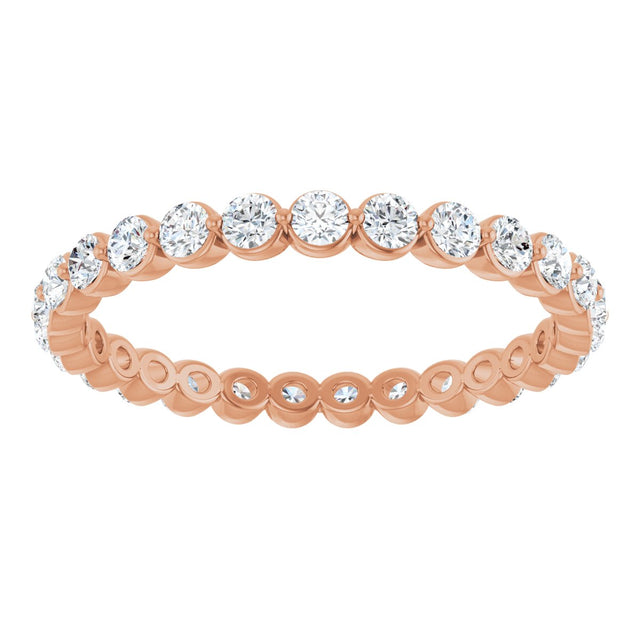 14K Gold Round Natural Diamond Eternity Band - Rose Gold - view 3