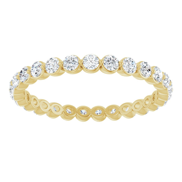 14K Gold Round Lab-Grown Diamond Eternity Band - Yellow Gold - view 3