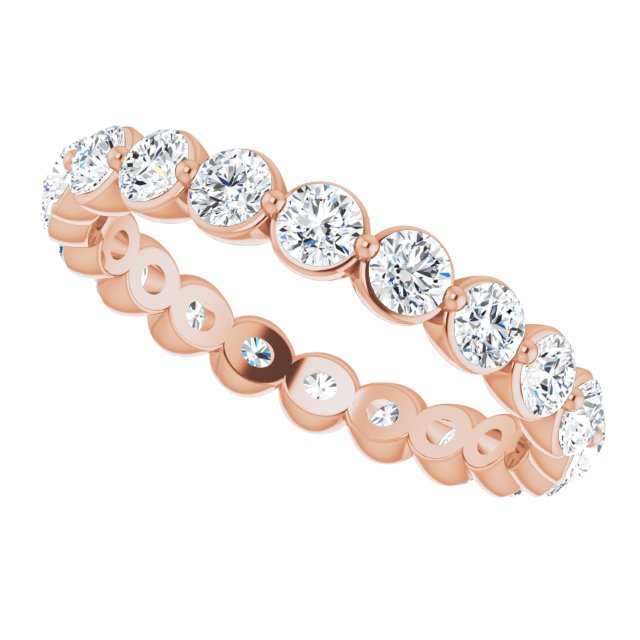 14K Gold Round Natural Diamond Eternity Band - Rose Gold - view 5