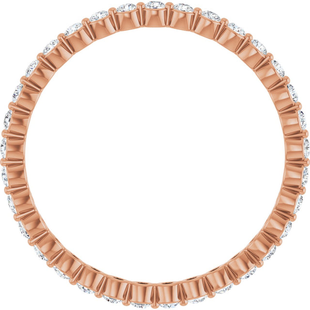 14K Gold Round Natural Diamond Eternity Band - Rose Gold - view 2