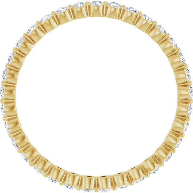 14K Gold Round Lab-Grown Diamond Eternity Band - Yellow Gold - view 2