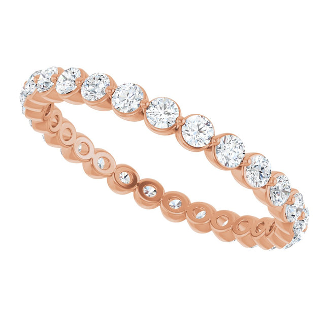 14K Gold Round Natural Diamond Eternity Band - Rose Gold - view 5