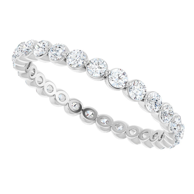 14K Gold Round Natural Diamond Eternity Band - White Gold - view 5