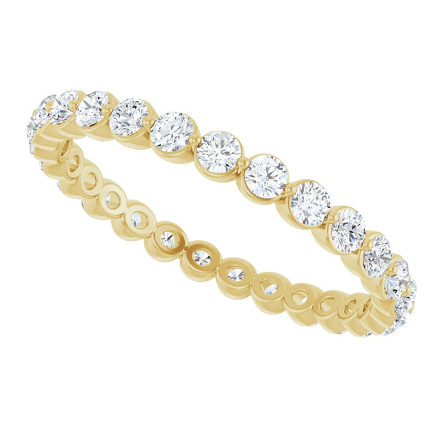 14K Gold Round Lab-Grown Diamond Eternity Band - Yellow Gold - view 5