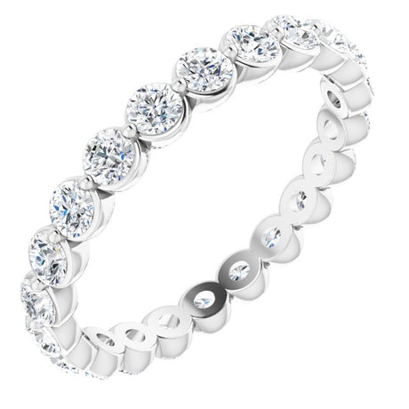 14K Gold Round Lab-Grown Diamond Eternity Band - White Gold